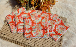 Wiederverwendbare Abschminkpads Tildastoff Orange mit Blumen und Frottee