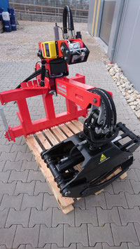 OG 22 1,30 m Hydraulische Verladezangenset mit Euro-und Dreipunkt Anbaubock und Funkwinde