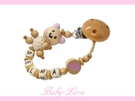 Schnullerkette mit Namen -  Bärchen mit Babyfüsschen 1232