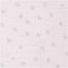 Musselin - Rosa Sterne metallic