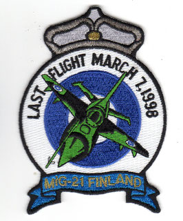 Finland Air Force patch Last Flight MiG-21 March 7th 1998