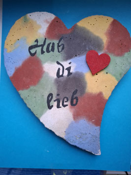 Herz bunt "Hab di lieb"  Einzelstück