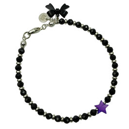 Damen Armband schwarze Spinelle lila Stern Silber 925- weihnachtlich a-0325