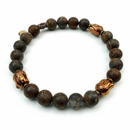 a-m-0055 Männerarmband aus Bronzitperlen und Buddhas aus Hämatit