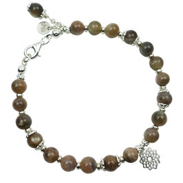 a-0263 Damen-Armband Mondstein dunkel, Silber 925, Chakra-Anhänger