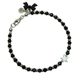 Damen Armband schwarze Spinelle weißer Stern Silberperlen Silber 925- weihnachtlich a-0292