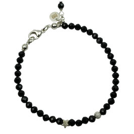 Damen Armband schwarze Spinelle Silber-Stern Silberperlen Silber 925- weihnachtlich a-326