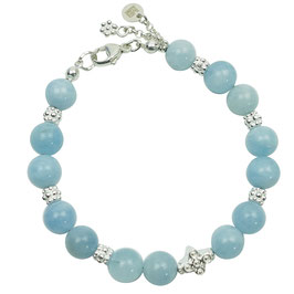 a-0309 Aquamarin Damenarmband mit Kreuz aus Silber 925, Edelsteinarmband