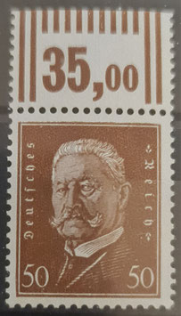 1928 Freimarken Reichspräsidenten 50 Pfg Walze Oberrand postfrisch