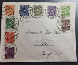 1923 Infla Posthorn alle einfarbigen  Ausgaben auf Brief von Blankenburg nach Kiel