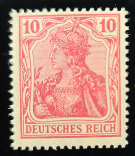 1915 Germania Kriegsdruck 10 Pfennig lebhaftrotkarmin postfrisch