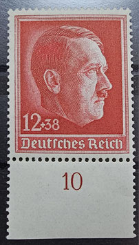 1938 Geburtstag 12+38 Pf rot postfrisch Unterrand