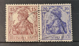 1921 Germania Zusammendruck 15 Pfennig braunrot und 20Pfg violettblau  Michelnummer W 14