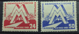 1951 Leipziger Frühjahrsmesse 24 und 50 Pfg. postfrisch