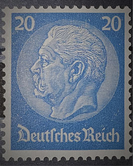 1933 Hindeburg Wasserzeichen Waffeln 20 Pfg mittelblau postfrisch
