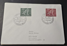 1960 Eucharestischer Weltkongress 10 und 20 Pfg FDC