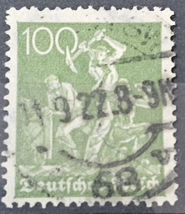 1921 100 Pfennig Arbeiter WZ 2 normale schwarzgrüne Nuance gestempelt