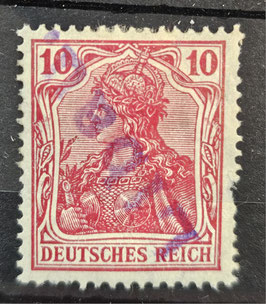 Deutsche Feldpost 1918 Germania 10 Pfg gestempelt LIBAU violett 23 mm lang