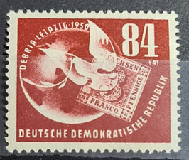 1950 Debria Leipzig 84 Pf + 41 Pf dunkelbräunlichrot,  postfrisch