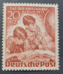 1951 Tag der Briefmarke 20 Pfg+ 2 Pfg rot postfrisch