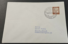 1961 Bedeutende Deutsche 50 Pfg. schwarzbraunorange Seitenrandmarke auf FDC