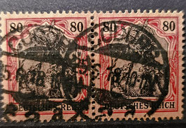 1915 Germania Kriegsdruck 80 Pfennig dkl.rötlichkarmin / Grauschwarz auf rot