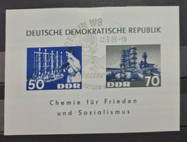 1963 Blockausgabe Chemische Industrie der DDR gestempelt