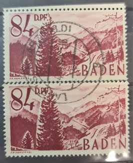 1948 Freimarken Baden 84 D.Pf bräunlichkarmin gestempelt