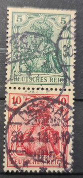 1913 Germania Zusammendruck senkrecht 5 Pfg.  grün und 10 Pfg. lebhaftrotkarmin.