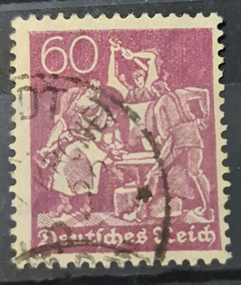 1921 Freimarken 60 Pfennig Wasserzeichen Waffeln,