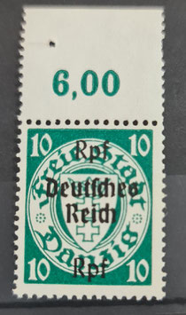 1939 Danzig Abschied Aufdruck 10 Rpf auf 10 Pf postfrisch