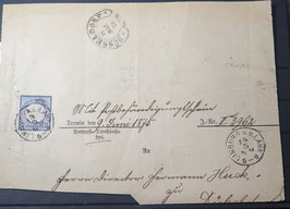 1872  2 Groschen Briefmarke großer Brustschild EF auf Portopflichtiger Dienstsache, Vorladungstermin