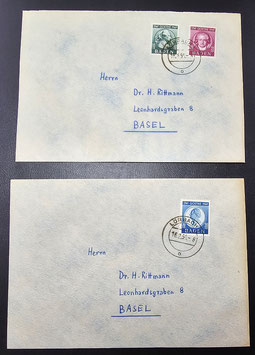 1949 Baden Goethe Serie zusammen auf 2 Briefen