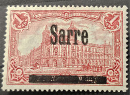 1920 Germania Sarre 1 Mark mit DOPPELAUFDRUCK ungebraucht