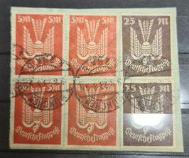 1922 Flugpostmarken Holztaube einfarbig 5 Mark zinnober Viererblock "München 2 BA b"