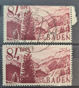 1948 Freimarken Baden 84 D.Pf bräunlichkarmin gestempelt, untere Marke