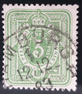 1880 3 Pfennig Ziffer, leuchtend maigrüne Nuance