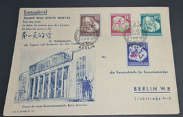 1951 Jugend Weltfestspiele Berlin Satz auf amtlichen FDC