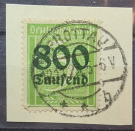 1923 Freimarkenausgabe mit Aufdruck 800 Tausend Mark auf 5Pfg