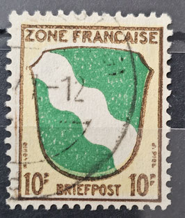 1945 Französische Zone Allgemeine Ausgaben 10 Pf. Wappen Michel gestempelte Briefmarke