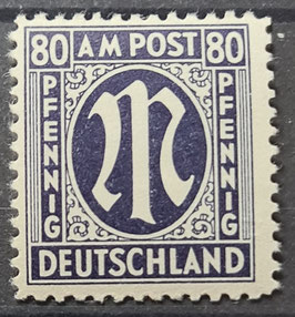 1945 Am Post 80 Pfg postfrisch schwarzviolettultramarin ZHG  A