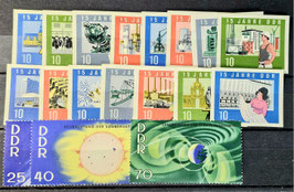 1964 DDR Jubiläum 15 Jahre Blockeinzelmarken ungezähnt