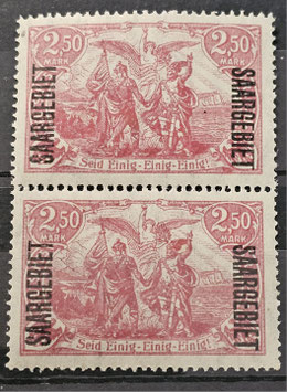 1920 Germania Saargebiet 2,50 Mk purpurlila Aufdruckfehler VII **