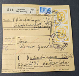 1951 Posthorn Freimarkenausgabe 70 Pfg Inlandspaketkarte MeF