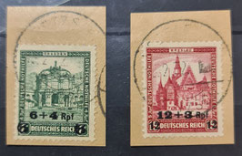 1932 Nothilfeausgabe mit Aufdruck des neuen Nennwerts 6 + 4 und 12 + 3 Rpf