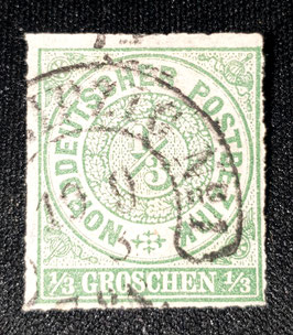 21-1 Hufeisenstempel auf Norddeutscher Postbezirk Briefmarke Mi. Nr 2 1/3 Groschen durchstochen