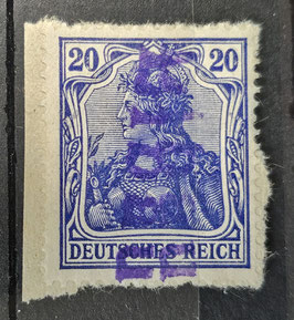 Deutsche Feldpost 1918 Germania 20 Pfg Bfst LIBAU 23 mm lang