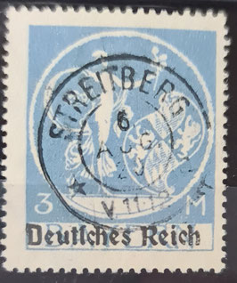 1920 Bayern Abschied 3 Mark mit seltenerer Aufdruckvariante Spange vor "D" in Deutsches