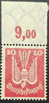 1924 Flugpost Holztaube 10 Pfg rot postfrisch Oberrand