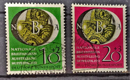 1951 Nationale Briefmarkenausstellung 10+2  und 20+3  Pfg gestempelt